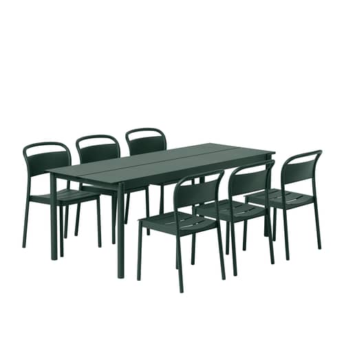 Stapelbarer Stuhl Linear metall grün / Stahl - Muuto - Dunkelgrün - Stahl