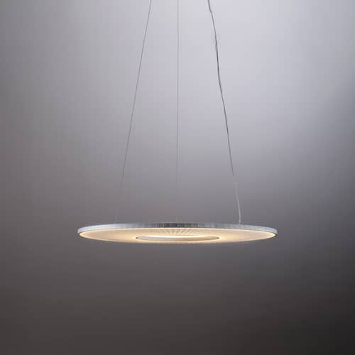 Suspension Iris Horizontal / LED - Ø 60 cm - Dix Heures Dix - Ø 60 cm / Tissu blanc - Aluminium, Tissu acrylique plissé