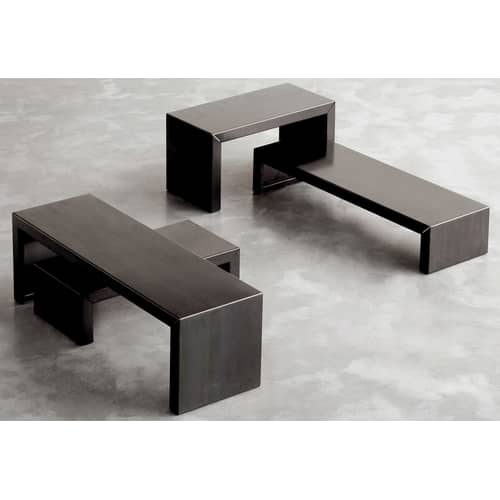 Table basse Small Irony métal noir 106x35 cm - Zeus - L 106 x H 35 cm - Acier phosphaté