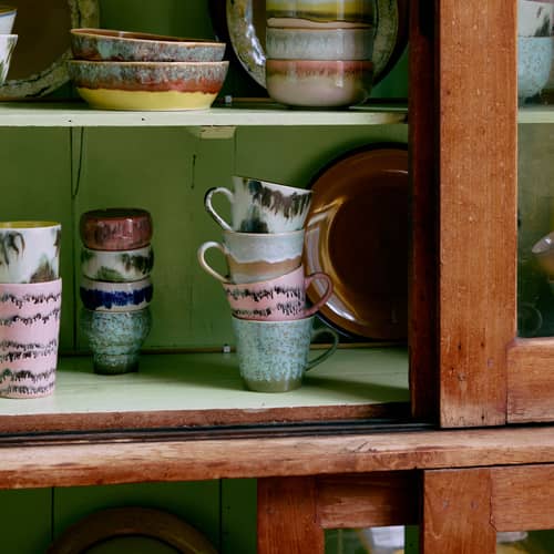 Tazzina per cappuccino 70s ceramics ceramica multicolore / Set di 4 - 33 cl - HK LIVING - Dada - Gres smaltato