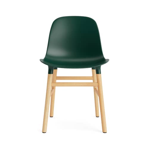 Chaise Form plastique vert / Pied chêne - Normann Copenhagen - Vert  chêne - Chêne, Polypropylène