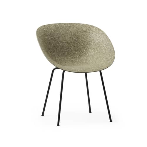 Fauteuil Mat / Algue marine - Pieds acier - Normann Copenhagen - Algue (foncé) / Pieds noirs - Acier thermolaqué, Algue marine