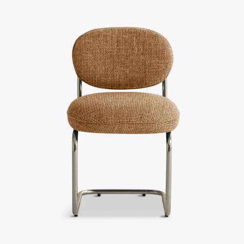 Gepolsterter Stuhl Amberta textil braun - NV GALLERY - Braun (Tweed) - High Density-Schaum, Tissu Tweed, Verchromter Edel-Stahl