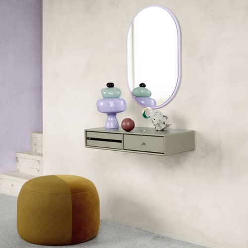 Tavolo toilette Makeup legno grigio / Consolle da parete - L 69,6 x P 30 x H 12,6 cm - MONTANA - Finocchio 144 - MDF laccato