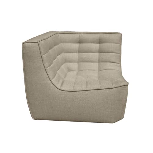 Chauffeuse d\'angle N701 / Module d\'angle carré 90° - Ethnicraft - Beige - Bois, Mousse, Tissu