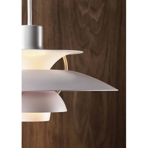 PH 5 Mini Pendant metal white / Ø 30 cm - Louis Poulsen - White / Bronze rods - Aluminium