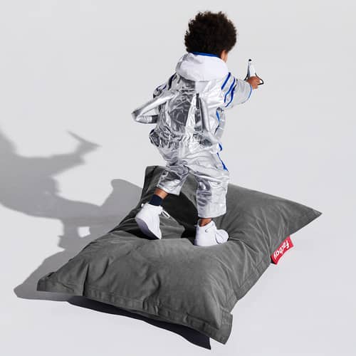 Pouf enfant Junior Canvas / Recyclé - 130 x 100 cm - Fatboy - Gris charbon -  Micro-billes EPS, Polyester recyclé