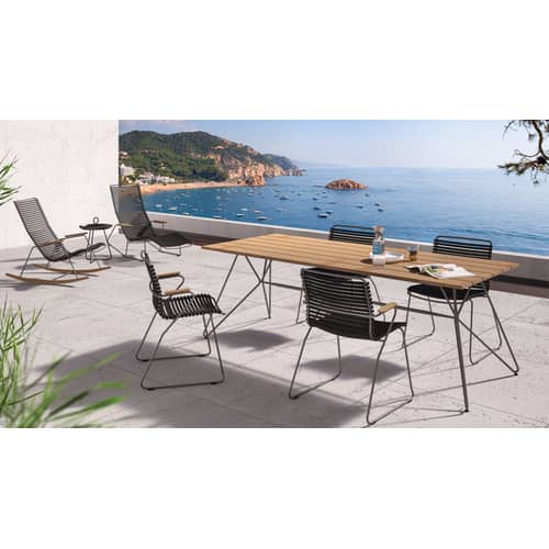 Rocking chair Click plastique vert / bambou - Houe - Vert Olive - Acier thermolaqué, Bambou, Polypropylène