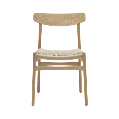 Sedia CH23 legno naturale / Hans J. Wegner, 1950 - Corda di carta - CARL HANSEN & SON - Rovere oliato FSC / Corda naturale - Compensato di rovere oliato, Corda naturale, Massello di quercia oliato