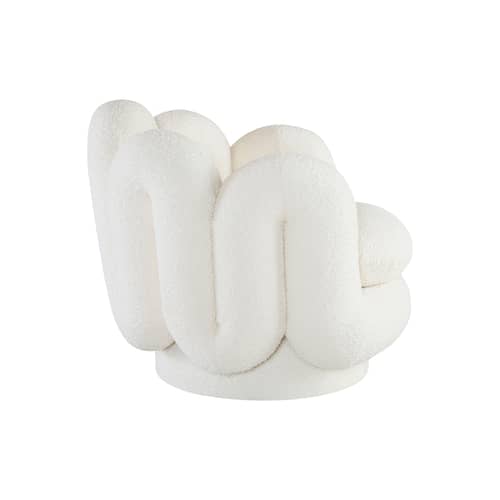 Fauteuil pivotant Serpentine blanc / Tissu bouclette - Jonathan Adler - Fauteuil pivotant Serpentine blanc / Tissu bouclette - Bois, Mousse, Tissu bouclette