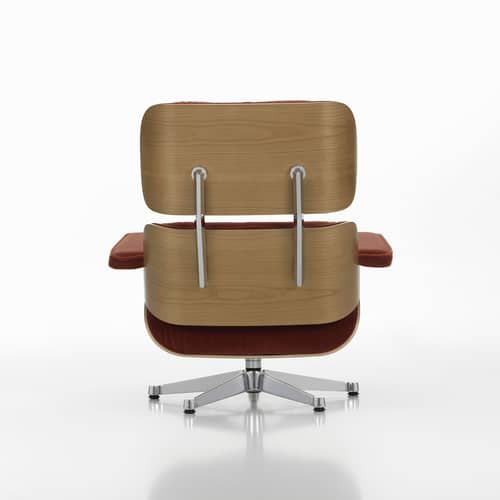 Set Sessel & Fußstütze Lounge Chair & Ottoman textil braun / Eames (1956) - Vitra - Kirschholz / Brandy (Samt) - Gebogenes Sperrholz, Kirschholzfurnier, Polyurethan-Schaum, Velours