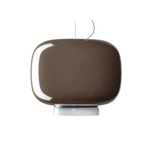 Suspension Chouchin verre gris n°3 / Ø 30 x H 25 cm - Foscarini - Gris / Bande blanche - Verre soufflé