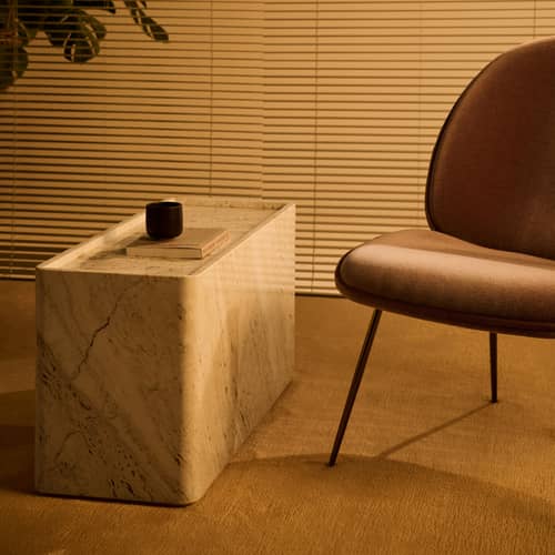 Table d\'appoint Pietra pierre blanc / 30 x 80 x H 40 cm - Travertin - Gubi - Blanc neutre - Travertin