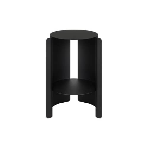 Table d\'appoint Wa métal noir / Ø 32 x H 50 cm - NOO.MA - Noir volcan - Acier thermolaqué