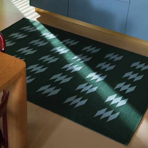 Tapis Rytm vert / 195 x 133 cm - Laine - & klevering - Rytm / Vert & bleu - Laine de Nouvelle-Zélande