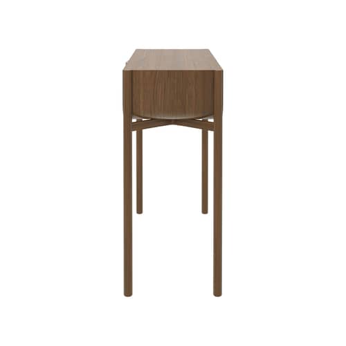 Consolle Marius legno naturale / Con cassetto - L 100 cm - Hartô - Rovere tinto - Massello di quercia colorato, MDF rivestito in rovere tinto, Ottone