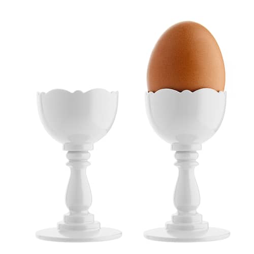 Coquetier Dressed plastique blanc / PMMA - Avec cuillère à œuf - Alessi - Blanc / Cuillère acier - Acier inoxydable, Résine thermoplastique