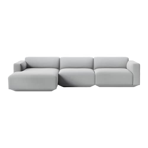 Canapé d\'angle Develius E / 4 places - L 309 cm / Dormeuse gauche - &tradition - Gris (tissu Clay 03) - Bois, Mousse HR, Tissu