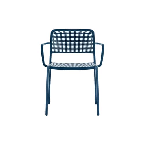 Fauteuil de repas empilable Audrey plastique bleu - Kartell - Bleu - Aluminium peint, Polypropylène