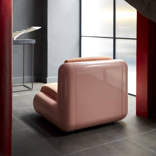 Fauteuil rembourré T4 / Fibre de verre - UMA OBJECTS - Blush Pink - Fibre de verre, Mousse, Tissu