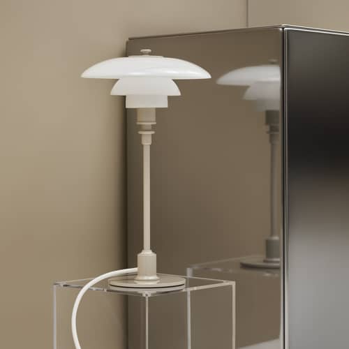 Lampe de table PH 2/1 beige / Réédition 1927 - Louis Poulsen - Beige brillant / Blanc - Aluminium laqué, Verre soufflé bouche