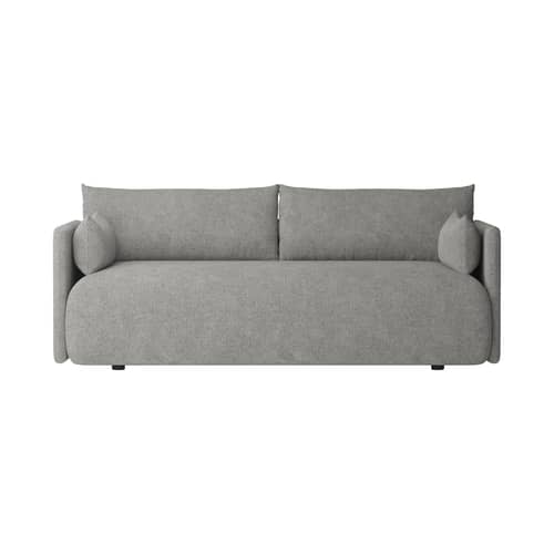 Sofa Offset textil grau / 2-Sitzer - L 178 cm - Audo Copenhagen - Audo Lockenkopf 16 / Grau - Audo Bouclé-Stoff, HR-Schaum, Kiefer, Stahlfedern