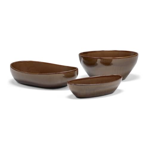 Platte Out of Lines keramik braun / 36 x 17 x 8 cm - Serax - Ocker - emaillierter Sandstein