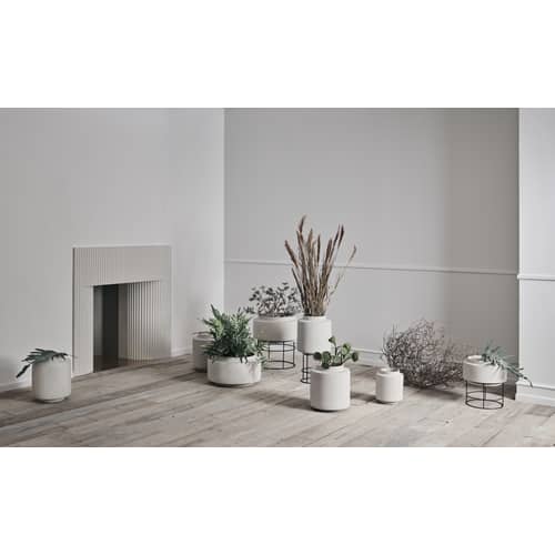 Pot de fleurs Botanique céramique gris / Ø 34,8 x H 40,5 cm - Bolia - Ø 34 cm / Gris & noir - Acier, Céramique