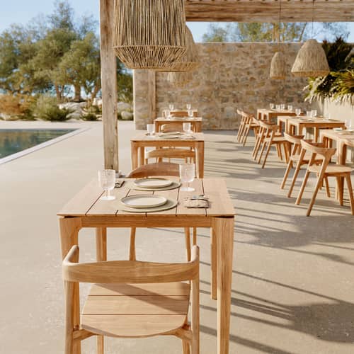 quadratischer Tisch Bok OUTDOOR holz natur / 80 x 80 cm - 4 Personen - Ethnicraft - 80 x 80 cm - Massives Teakholz