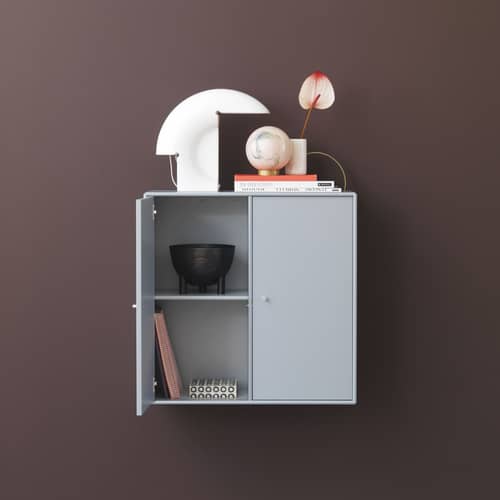Rangement mural Cover Cabinet bois bleu / L 69.6 x P 30 x H 69,6 cm - 2 portes - MONTANA - Azure 154 - MDF laqué