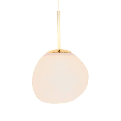 Suspension Melt Mini LED blanc / Ø 28 cm - Tom Dixon - Blanc opalescent / Monture or - Acier, Polycarbonate soufflé