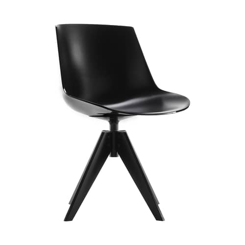 Flow Swivel chair plastic material black 4 VN steel legs - MDF Italia - Black seat / Graphite leg - Lacquered steel, Polycarbonate