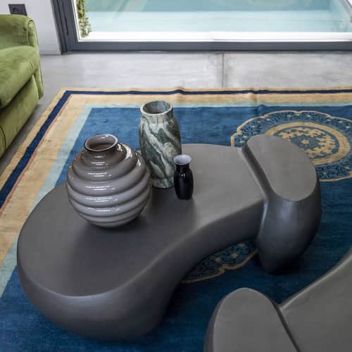 Table basse Dune Large céramique gris / 112 x 73 x H 38 cm - Mogg - Anthracite - Grès