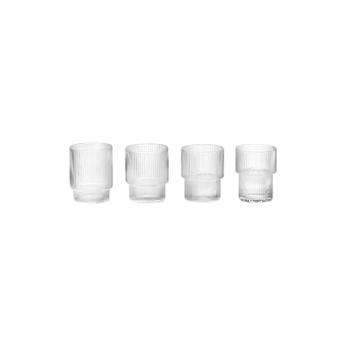 Set de 4 verres Ripple / Ø 7 x H 9 cm (20 cl) - Ferm Living - Transparent - Verre soufflé bouche