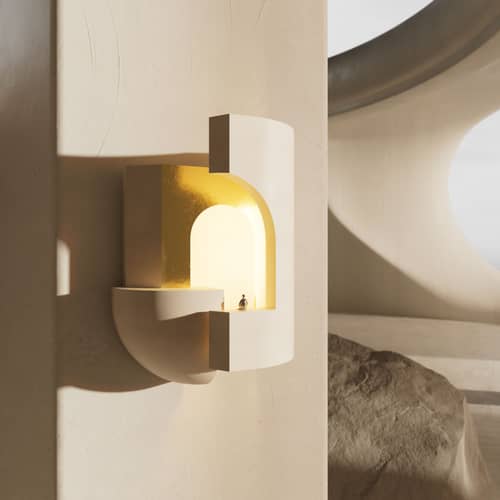 Wandleuchte Soul Story 2 stein weiß gold / LED - Gips & Blattgold - DCW éditions - Blattgold / Weiß - Gips