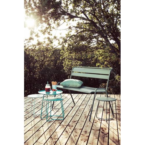 Banc avec dossier Monceau métal jaune / 2 à 3 places - L 116 cm - Fermob - Citron givré - Acier peint
