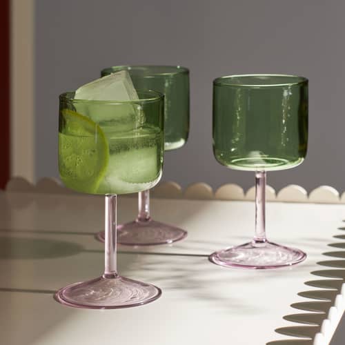 Bicchiere da vino Tint vetro verde / Set di 2 - Hay - Verde - Vetro borosilicato