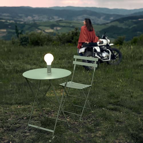 Tavolo pieghevole Bistro metallo blu / Ø 60 cm - Acciaio / 2 persone - Fermob - Blu Maya - Acciaio laccato