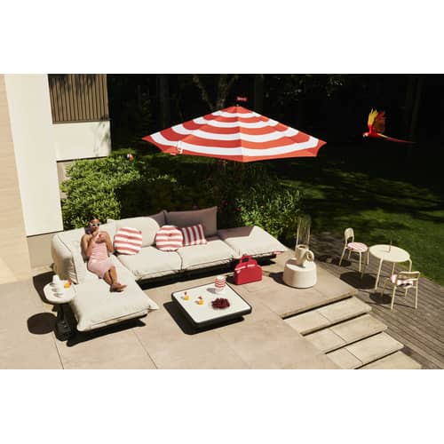 Canapé de jardin 2 places Paletti set tissu beige / Accoudoir gauche - L 190 cm - Fatboy