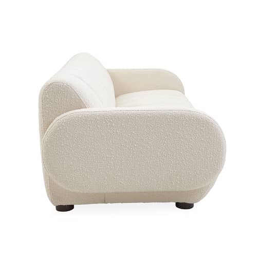 Canapé droit Brigitte tissu blanc beige / 3 places - L 223 cm / Laine bouclée - Jonathan Adler - Ivoire (Laine bouclée) - Bois, Laine bouclée, Mousse