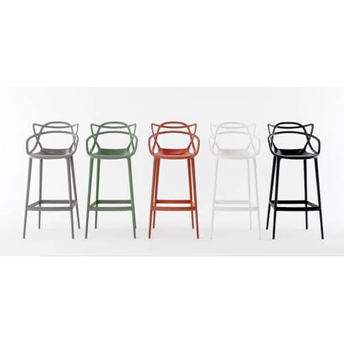 Chaise de bar Masters plastique noir / H 75 cm/ Modèle d\'exposition - Kartell - Noir - Technopolymère thermoplastique recyclé