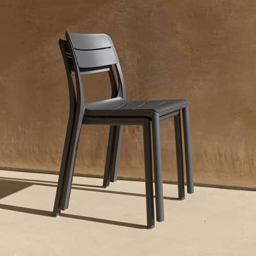 Chaise empilable Cassia Bistrot gris - NARDI - Basalte (recyclé) - Résine de fibre de verre