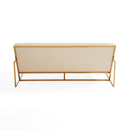 Divano destro Channeled Goldfinger tessuto beige / L 171 cm - Jonathan Adler - Beige crema / Ottone lucido - Espanso, Ottone lucido, Tessuto
