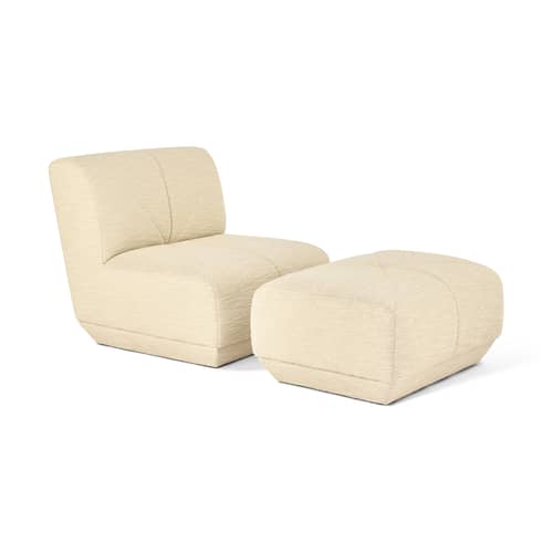Poltroncina Chill tessuto beige / Tessuto a ricciolo - SARAH LAVOINE - Ecru (Tessuto a ricciolo) - Espanso, Legno, Tessuto a ricciolo