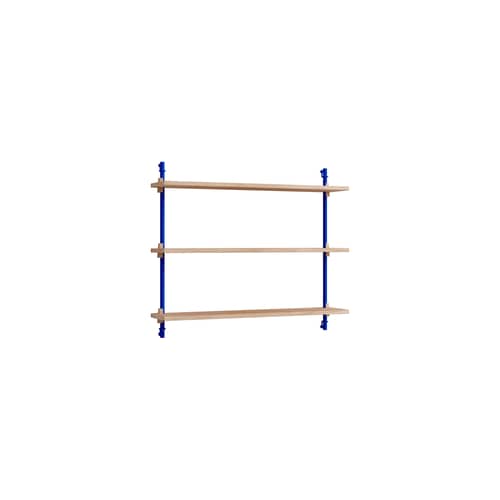 Étagère Wall Shelving – ws.65.1 bois naturel / L 85 x H 65 cm x Prof. 17,5 cm - MOEBE - Chêne naturel / Bleu - Acier, MDF placage chêne