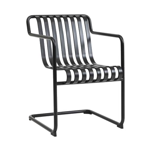 Fauteuil de repas Palissade Cantilever métal noir / Large - Hay - Anthracite - Acier thermolaqué