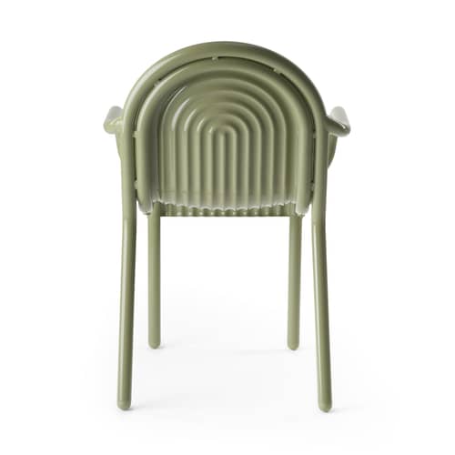 Fauteuil empilable Groove métal vert - Tom Dixon - Vert mousse - Aluminium