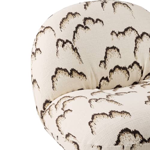 Fauteuil rembourré Pacha Dedar par Pierre Paulin / Exclusivité en édition limitée - Gubi - Motifs beige & noir (tissu Dedar) / Base or - Contreplaqué, Mousse, Tissu