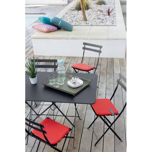 Galette de chaise Color Mix tissu bleu / Pour chaise Bistro - 38 x 30 cm - Fermob - Bleu nuit - Mousse, PVC, Tissu acrylique