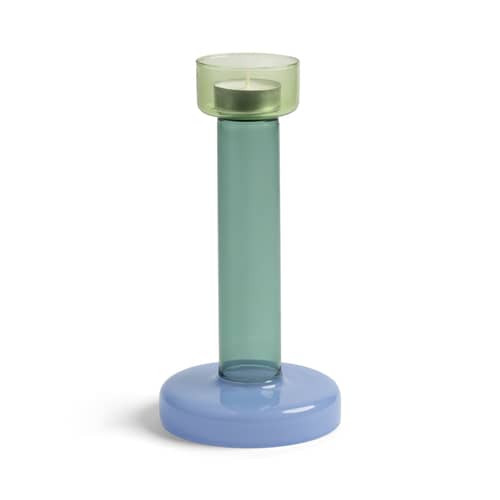 Kerzenleuchter Bole Medium glas grün / Ø 11 x H 21 cm - & klevering - Grün/Blau - Borosilikatglas
